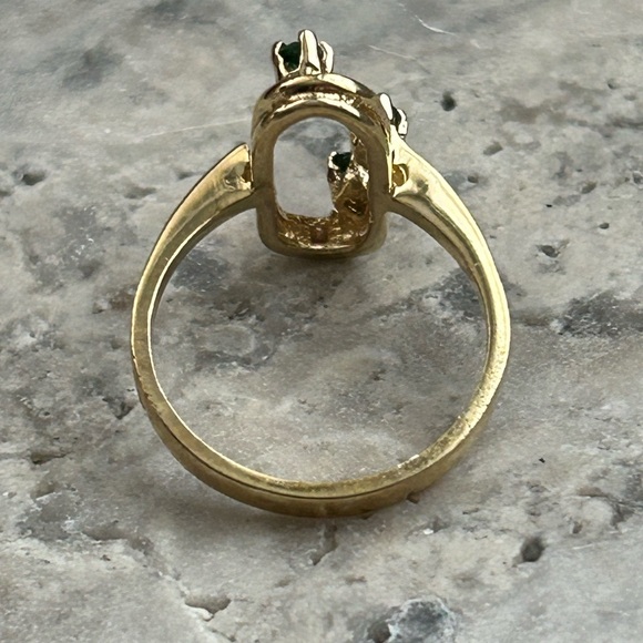 Vintage Multi Emerald Ring, Gold Plated Pure Silver Ring, Size 6 3/4 - Picture 6 of 9